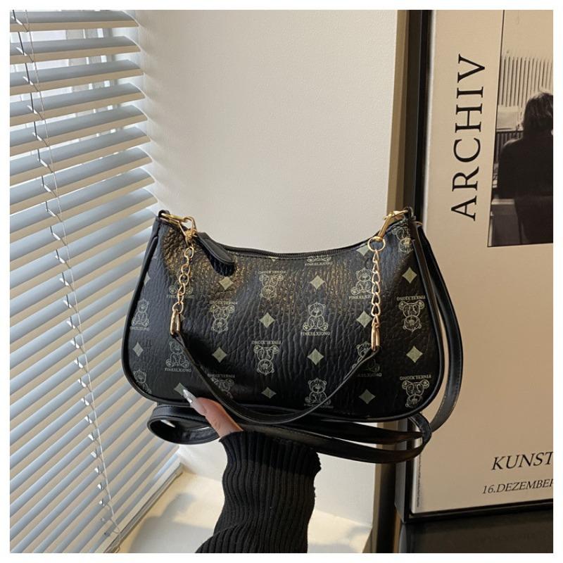 Große strukturierte Ketten-Schultertasche mit Crossbody-Riemen