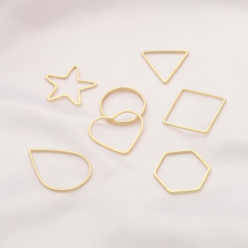 14K Gold-Filled Geometric Pendant: Heart, Pentagon, Star, Square, Round, Triangle for DIY Hairpins & Earrings