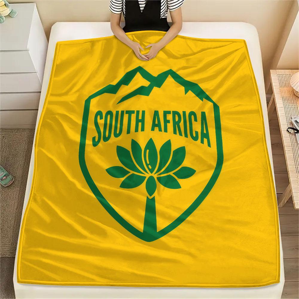 South Africa national football Printed Flannel Blanket, soft throw for bedroom sofa, washable,soccer fan merchandise, great gift.