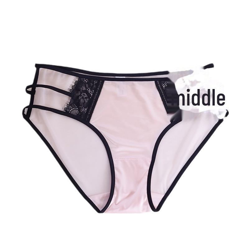 Sexy Damen-Slip aus Satin mit Spitze – atmungsaktiv, bequem, nahtlos, dünn, mit Schritt aus reiner Baumwolle