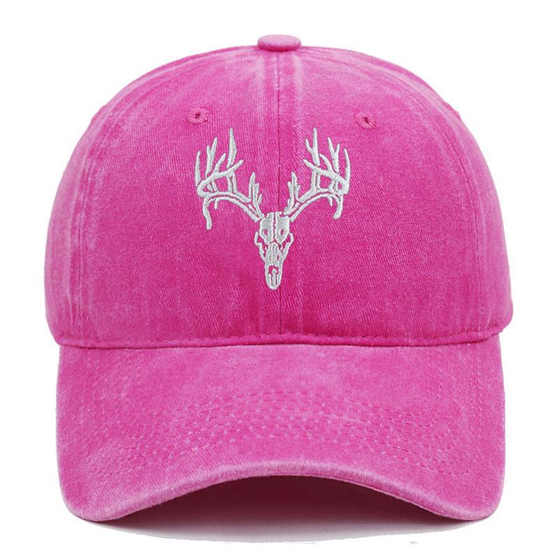 Unisex Fun Embroidered Deer Head Cap - Adjustable, Washable, Non-Deforming Cotton Elk Baseball Hat