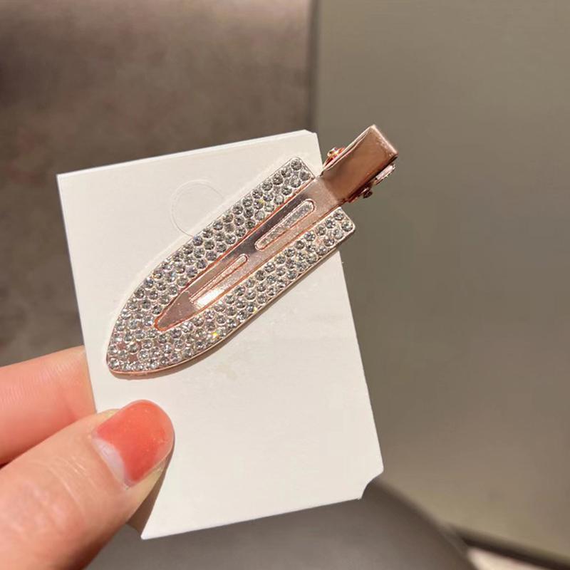 Alloy Diamond Seamless Hairpin Fashion Creative Shovel Shaped Duckbill Clip Rhinestone Bangs Clips For Girls Hair Accessories