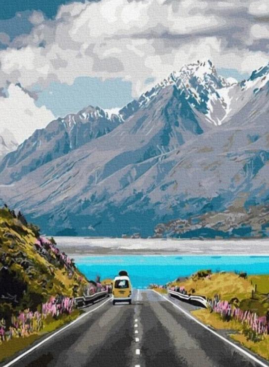 Set of artistic painting for painting by numbers road in the mountains 40×50 cm