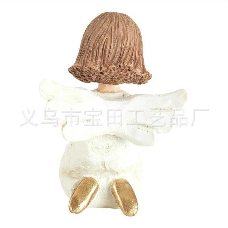 Golden Horn Angel Statue Holding Love Prayer with Bible Sculpture Resin Crafts Interior Ornaments