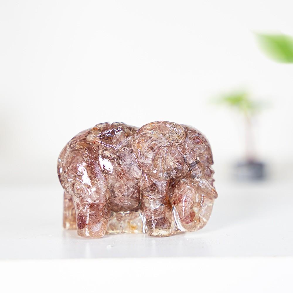 Natural Gemstone Crystal Decor Elephant Resin Art Home Gift For Special Occasions
