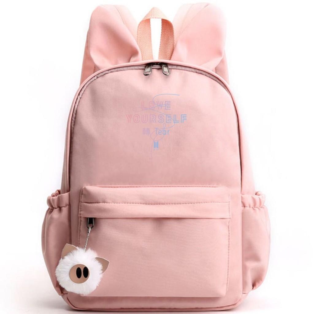 Bunny Kpop Bts Rabbit Ears Backpack Girls School Bags V With Piggy Pendant Plush