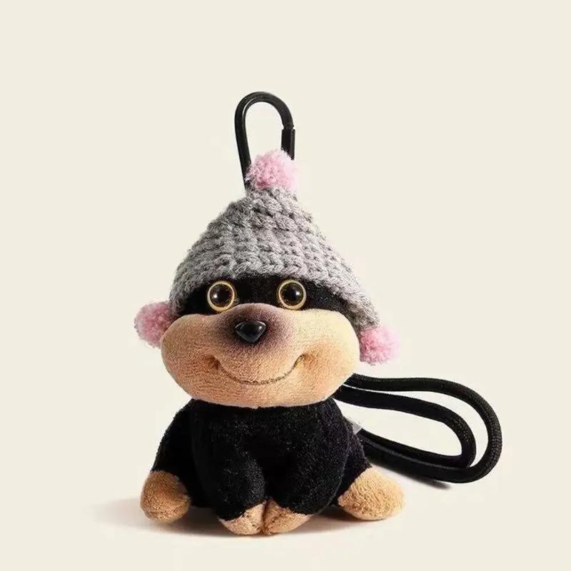 Original DIY Honeybee Puppy Plush Keychain, Cute Girl Bag Pendant, Lovely Small Doll Backpack Charm, Schoolbag Decoration Gift