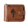 Cross-Border Men's Retro Zipper Wallet, Multi-Card Slots, Large Capacity, Business Card Holder.