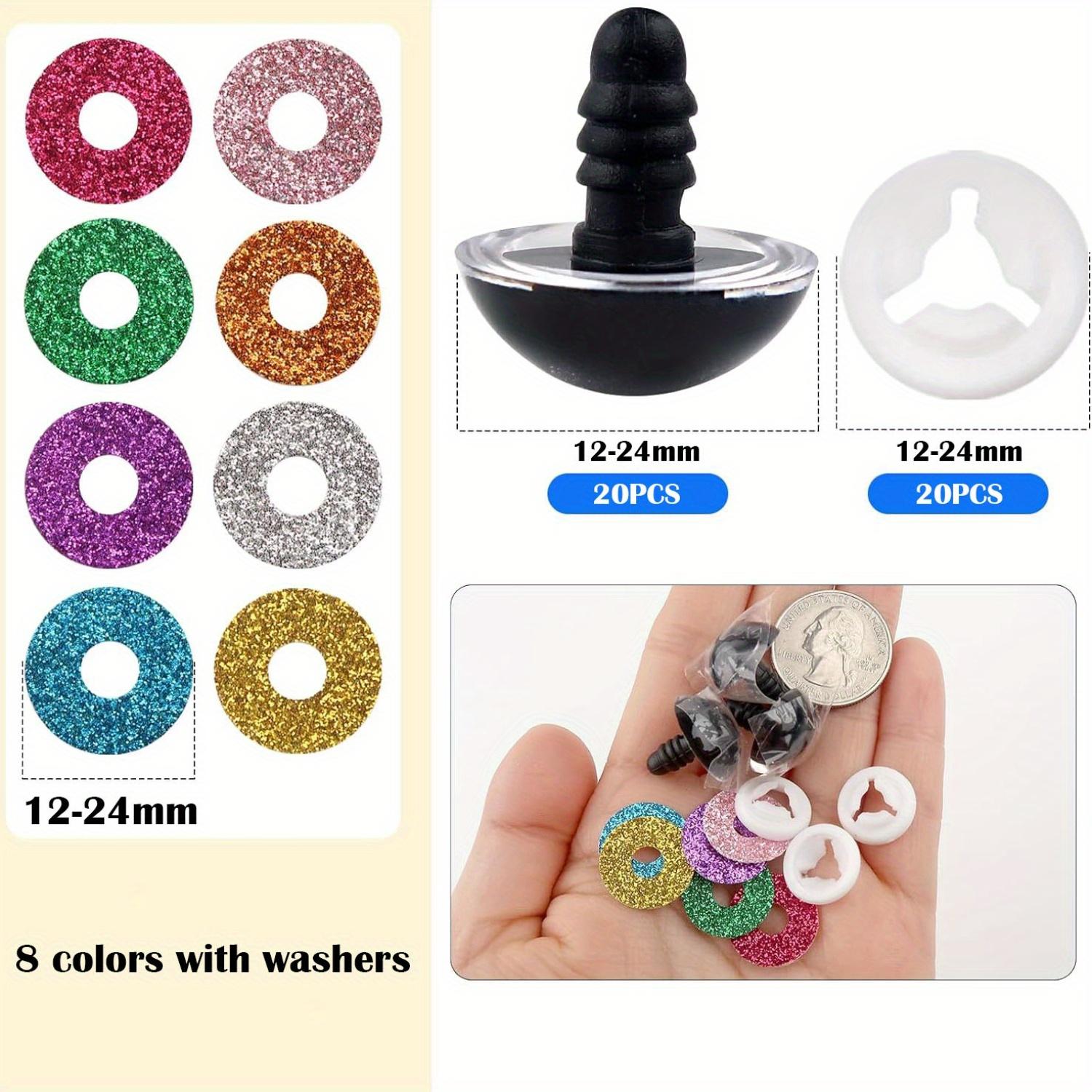 

20 шт. 8 цветов блестящие хрустальные кошачьи безопасные глаза с шайбами для амигуруми, сплошной зрачок, пластиковые глаза для DIY, глаза из блестящей смолы 0.47inch (12mm)