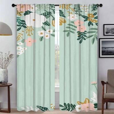 Cortinas elegantes con diseño de flores para habitación, 2 piezas, para cámara, cocina, tul, para dormitorio, divisores, cortinas