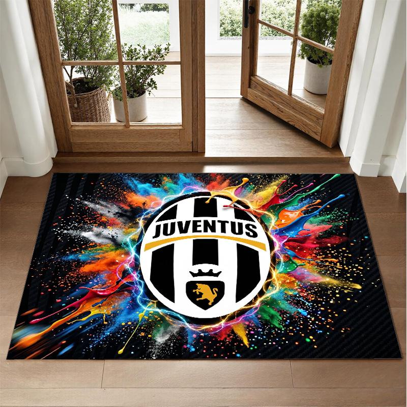 Juventus FC Design Crystal Velvet Rug Soft Decorative Mat for Bedroom Entrance