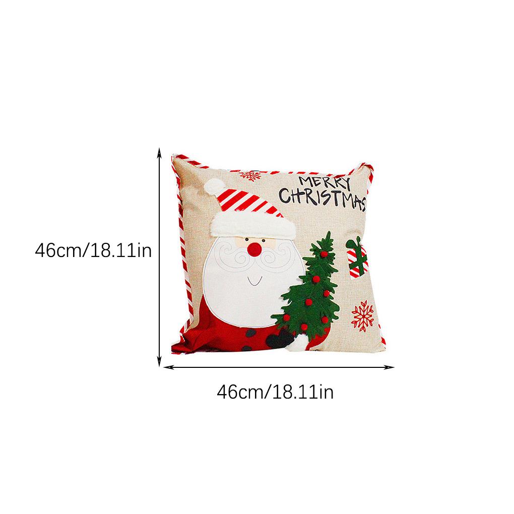 Christmas Cushion Covers Santa Claus Hugging Pillowcase Linen Embroidery Sofa Printing Pillow Cover Party Home Hotel Car