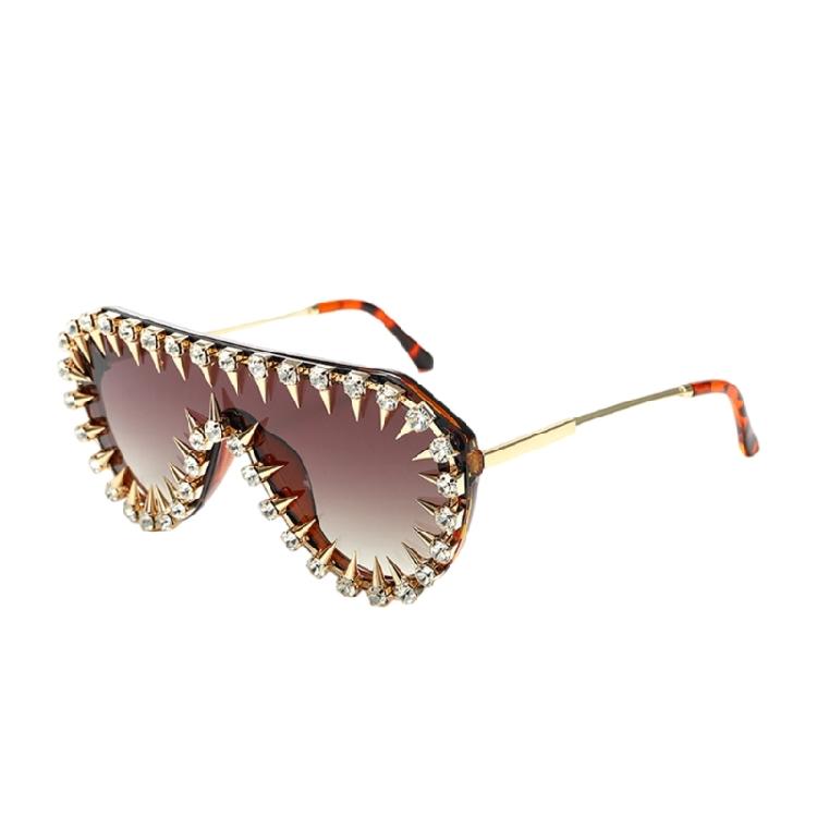 

Stylish Sunglasses with Rhinestones Rivet Studded Frame for Everyday Wear and Music Festival Event Adult Unisex Eyewears