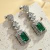 Fashion Gorgeous Green Cubic Zirconia Ladies Hanging Earrings Aesthetic Wedding Engagement Party Ladies Earrings Fashion