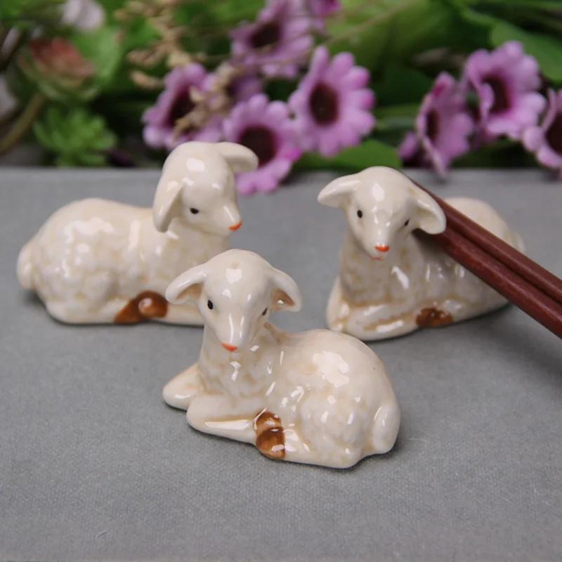 1-3PCs Lovely Ceramic Animal Pen Holder DIY Kitchen Tableware Chopstick Spoon Rest Rack Dining Table Decor