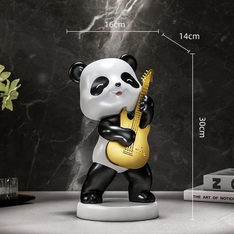 Creative Panda Figurines Cartoon Panda Resin Handicrafts Musical Instrument Guitar Cello Decorative Figurines Home Decoration