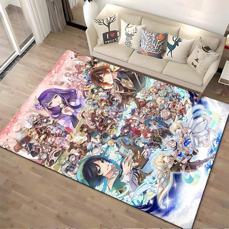 "Anime Style Colorful Carpet with Fantasy Characters and Designs" Suitable for use as an anti-slip for living room bedroom sofas