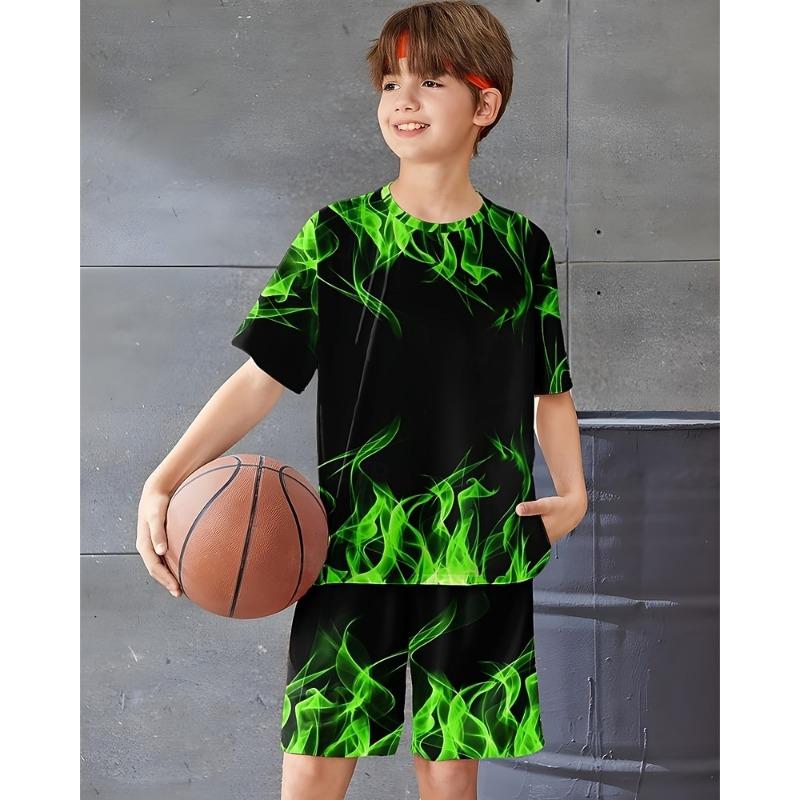 

Boys 3D Geometric T-shirt & Shorts Set Short Sleeve Summer Spring Sports Fashion Daily Kids 4-12 Years 150cm