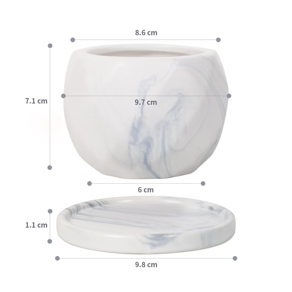 Umlaca Flower Ceramic Mini Flower Pot with Drain Cactus Ceramic Tray Pot Bottom Net No Plants Pot, Pot, Small, Hole, Pot, Stylish, Included, Included,