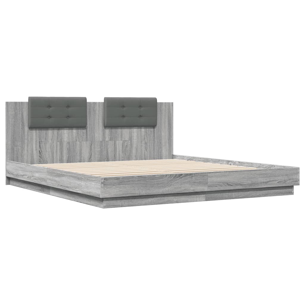 Grey Sonoma Bed Frame with Headboard 200x200 cm Wood Based Material