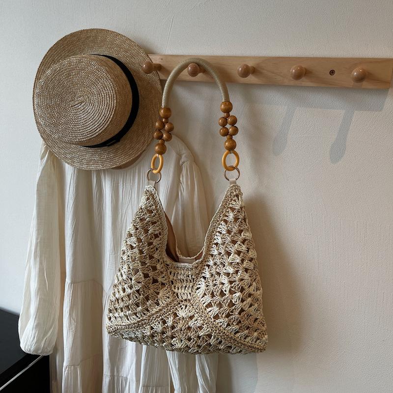 Large capacity woven bag women's 2025 new summer vacation straw bag versatile shoulder tote bag