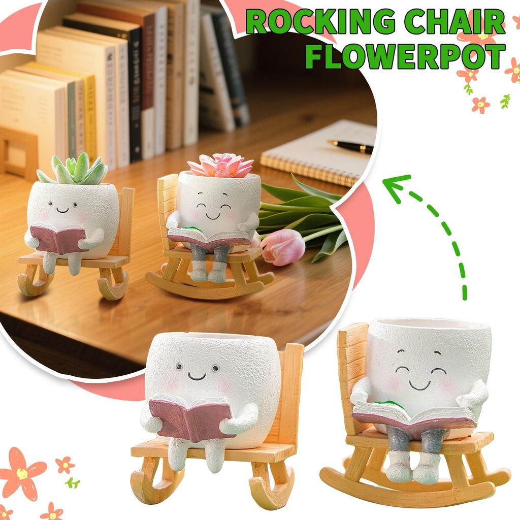 Rocking Chair Flowerpot, Suitable For Both Indoor And Outdoor Plants, Fun Vase Adds