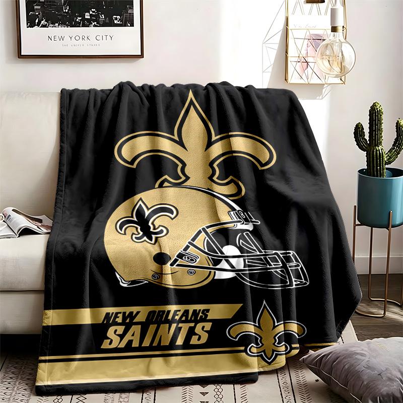 New Orleans Saints Theme Personalized Outdoor Flannel Blankets Soft And Suitable For All Seasons Perfect For Sofas Beds And Camping