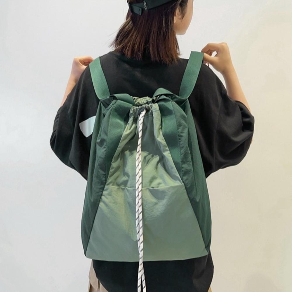 Large Capacity Drawstring Shoulder Bag with Handle Sports Knapsack Nylon Backpack  School