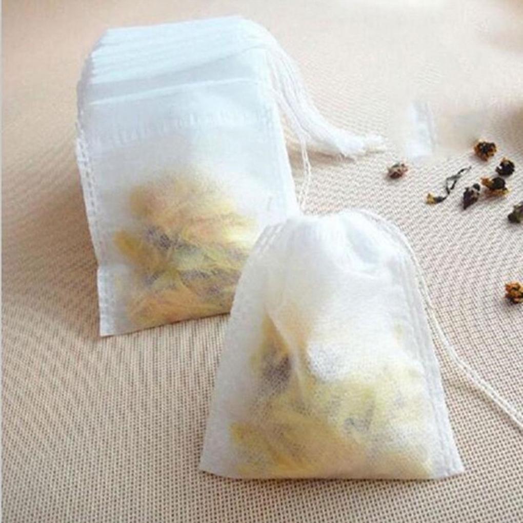 100PCS Disposable Tea Bags Non-woven Fabrics Tea Infuser Drawstring Heal Seal Filter Paper Herb Loose Strainer