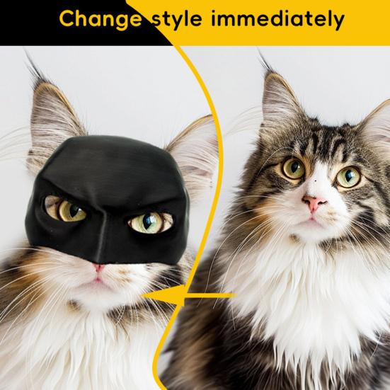 Bat Superhero Cat Mask, Black Bat Cat Cosplay Mask, Lightweight Half Face Cat Mask with Ear Holes for Photos Holiday Parties Video Shoots