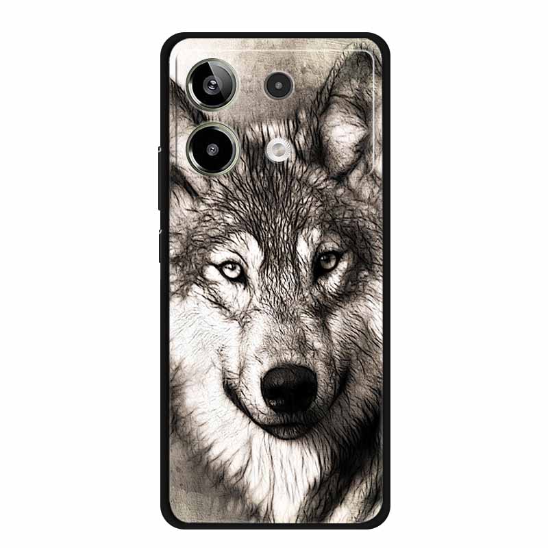 For Redmi Note 13R Pro Case Animals Soft Silicone TPU Phone Cases Back Cover For Xiaomi Redmi Note13R Pro Wolf Protector fundas