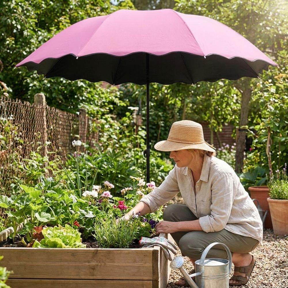 95cm Large Plant Shade Umbrella Metal Stake UV Protection Garden Sun Shade Sun Protection Weatherproof Cloth