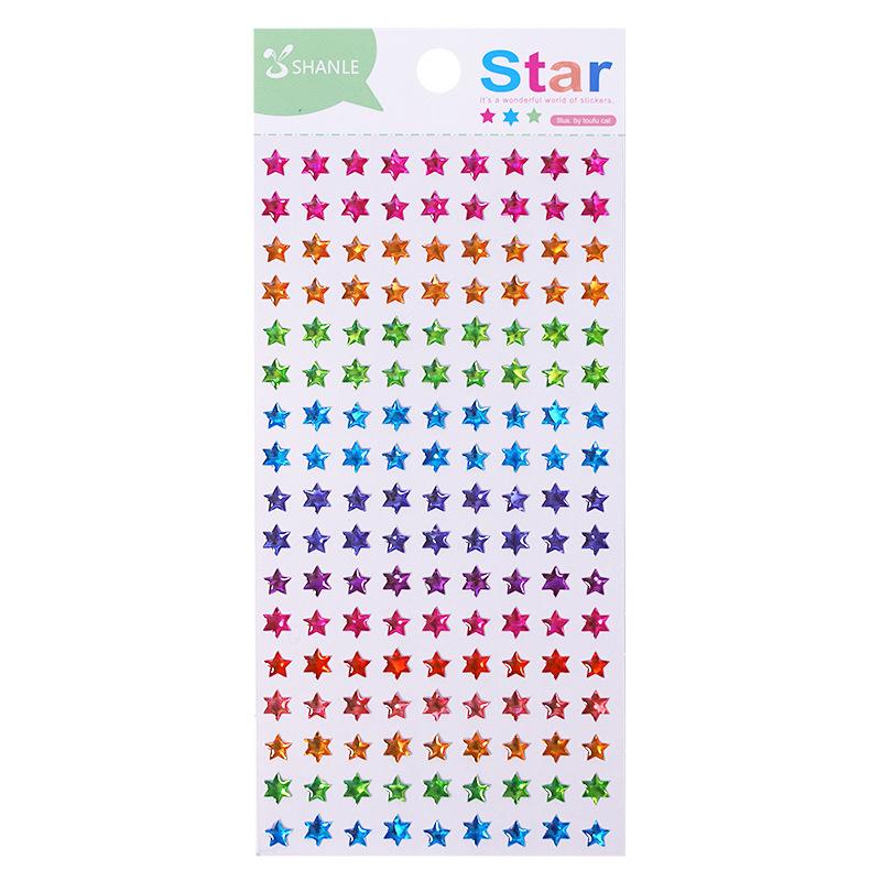Color Little Star Sticker Red Love Crystal Three-dimensional Children's Reward Sticker Kindergarten Baby Puzzle Handmade