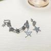 Fashion Sliver Asymmetric Star Chain Integrated Tassels Earring for Women 2023 Trend Crystal Drop Earring Y2K Jewelry