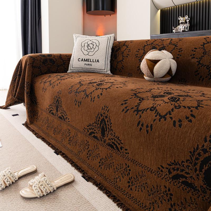 

Чехол на диван в скандинавском стиле, полный чехол, тканевый, с вышивкой, настраиваемый, универсальный для четырех сезонов, простыня для дивана, аксессуары для домашнего декора 180*130cm коричневый