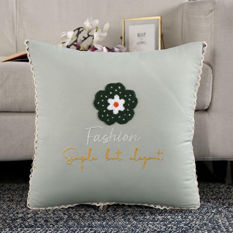 YEKEROLAN Freesia Embroidered Cushion Blanket
