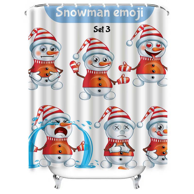 TU Cute Snowman Shower Curtain Christmas Holiday Bathroom Decor Festive Winter Themed Waterproof Fabric Home Decor Gift