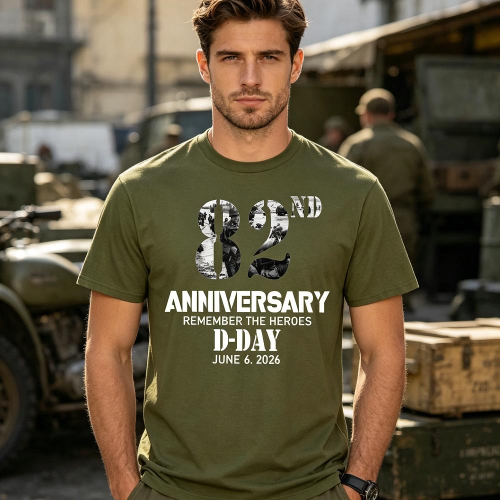 D-Day Normandie T-Shirt 82. Jahrestag Erinnere dich an die Helden Ehre Mut Tribut Tapferkeit Herren C XXXXL brown