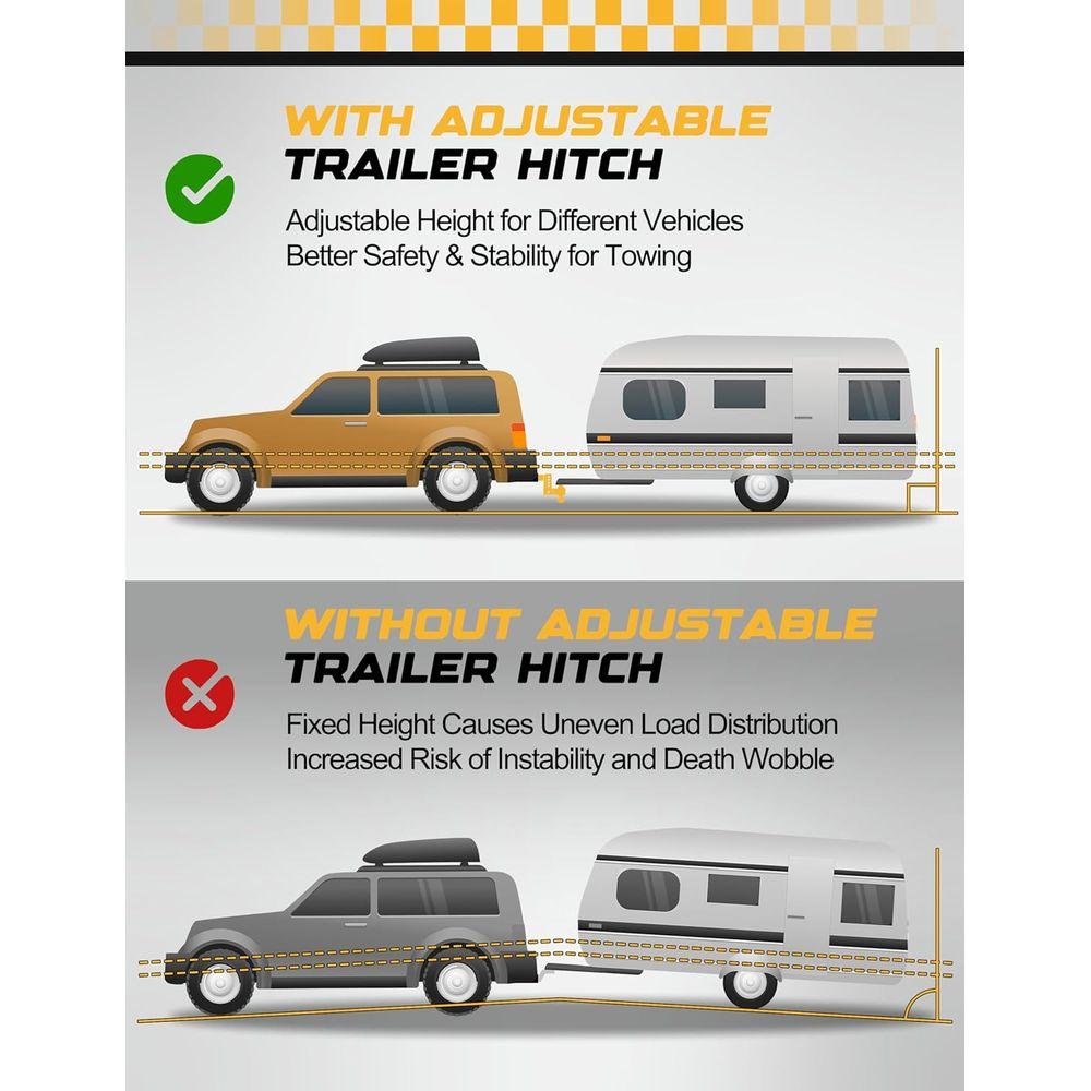 Trailer Tow Hitch for 2 Inch Receiver, Adjustable Truck Towing Hitches with Hitch Tightener, Heavy Duty 6 Inch Drop Down/Rise Up
