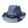 Holiday Ethnic Style Children'S Skeleton Niche Retro Western Denim Splicing Top Hat Premium American Jazz Hat