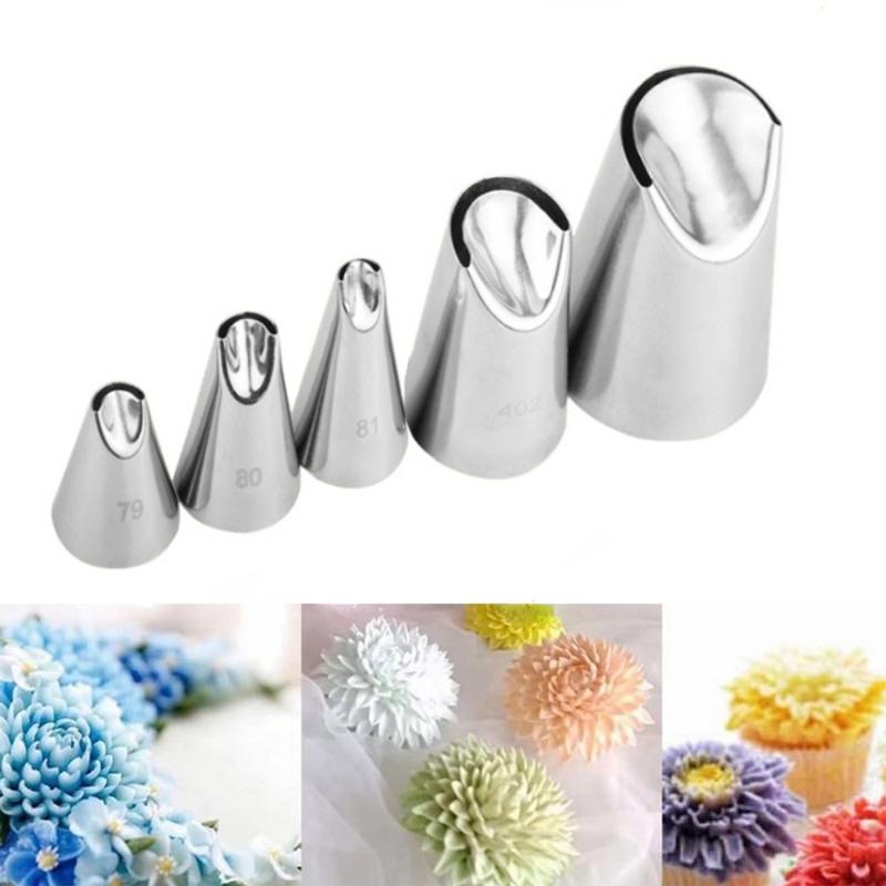 

5 шт. для создания кремовых листьев, бантов, насадок для глазури из нержавеющей стали, кондитерских насадок, инструментов для украшения тортов помадкой, кухонных гаджетов