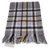 Joshua Ellis [Brand New] CPG51174 NEW CHECKS2/2TWILL Check Cashmere Fringe Scarf Light gray, black, aqua blue, beigeUsed