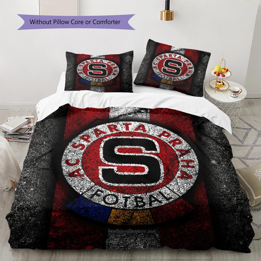 Sparta Prag Fußball Logo Muster Bettwäsche Heimdekoration Geburtstagsgeschenk (1 Bettbezug + 2 Kissenbezüge, ohne Füllung)