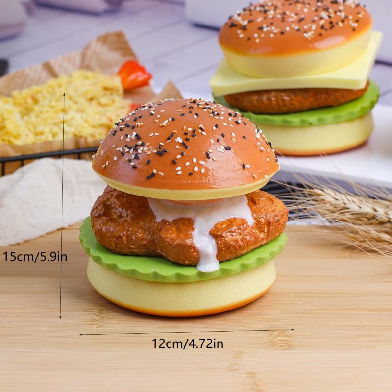 Big Burger Squishy Slow Rising Beef Hamburger Bread Squeeze Toy - Stress Release Hand Relax Toy Layered Slow Rebound