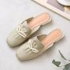 Fashion Women Slippers 2024 New Summer Fashion Slip On Flat Soled Cute Casual Outdoor Pearl Toe Square Toe Women Shoes