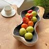 Wabi-Sabi Wooden Fruit Tray Minimalist Vintage Solid Wood Snack Plate Rustic Decorative Table Organizer Nut Dish