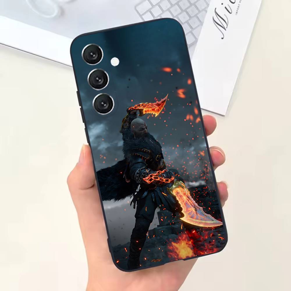 Game G-God of W-War Kratos Phone Case For Samsung Galaxy A13,A21s,A22,A31,A32,A52,A53,A71,A80,Soft Black Shell