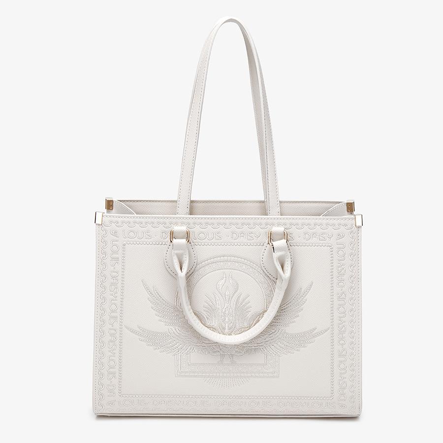 

Женская сумка Весна и лето Большая сумка Rong Премиальное чувство Повседневная На одно плечо Кроссбоди Национальный стиль Вышитая сумка-тоут белый