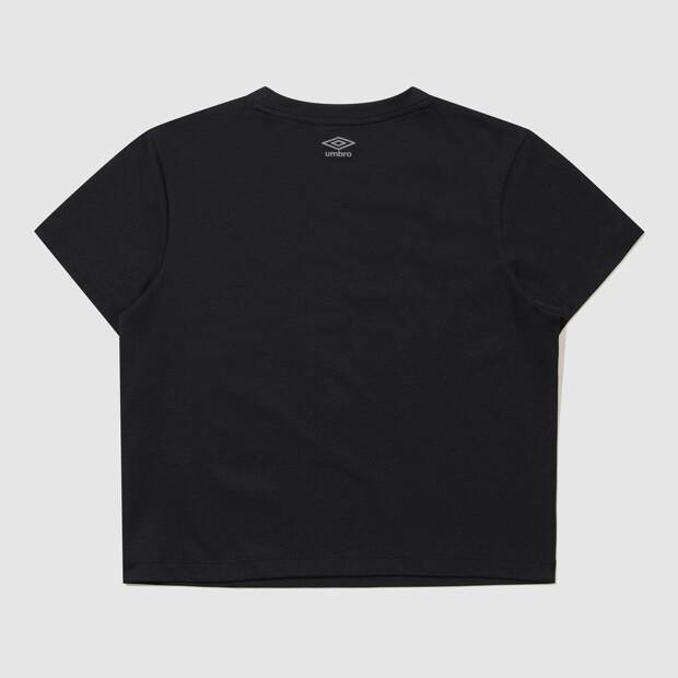 UMBRO [Quick-Dry] Fresh Women'S Lettering Crop Short Sleeve T-Shirt Black Ur122Srs11