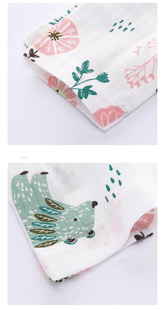 Jaydyequ Baby Pajamas Thin Cotton Long Flamingo 80cm Set, Spring/Summer/Autumn, Gauze, Front-Opening, Sleeves, Girls' Loungewear, Print,